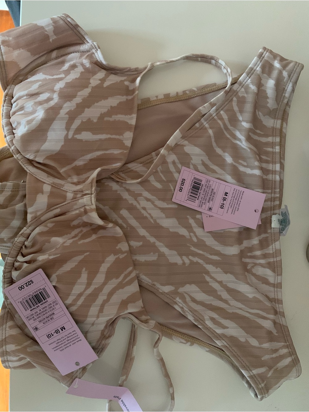 wild fable Beige & White Zebra-Print Bikini Set